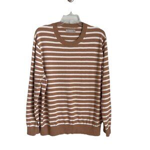 Everlane Beige Cream Striped Organic Cotton Long Sleeve Sweater